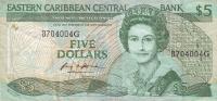 p22g1 from East Caribbean States: 5 Dollars from 1988